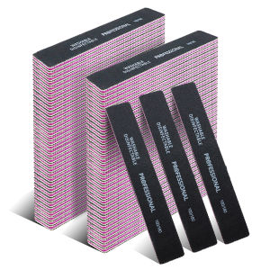 25 ชิ้น/ล็อตสีเทากระดาษทรายเล็บแฟ้ม 100/180 สองด้านบัฟเฟอร์ขัดเล็บเท้าเล็บไฟล์ศิลปะเล็บ Accesorios