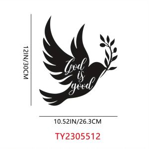1pc Dove of Peace Metal Wall Art Olive Branches & Black Outline White Dove | Elegant Home Decor Accent for Peaceful Spaces