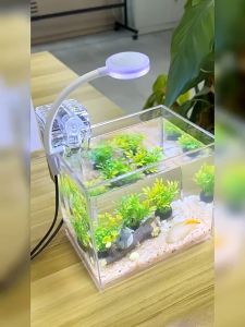 Rennas Mini Aquarium Betta Fish Tank Cylinder Building Block Fish Tank Creative Guppy Fish Tank Pet