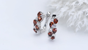 Lohaspie Jewelry Genuine 2 Carats Solid Sterling Silver 925 Clip Earring Natural Garnet Clip Earring Garnet Stone Original Garnet Birthstone Earring For Women Silver 925 Jewelry
