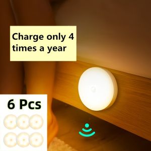 6pcs motion sensor night light-wireless LED detector light for bedrooms stairs closets and room decoration- wall lights