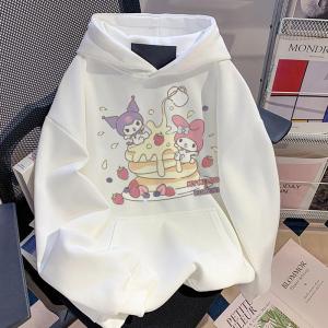 Fashionable Fleece-lined Hoodie Sweatshirt for Girls Autumn Winter New Style Childrens Casual Outerwear Meileti Cartoon Pattern