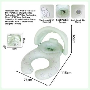 Parent-child Inflatable Swim Float Ring Sunshade Canopy Design Double Seat Baby Swimming Circle Water Play Toy