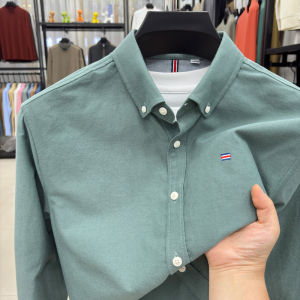 Áo Sơ Mi Nam Dài Tay Cotton Nguyên Chất Mùa Xuân Thu Thường Ngày Không Cần Ủi Thoáng Khí Màu Trơn Công Sở Quần Áo Bảo Hộ Lao Động