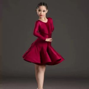Theeper Girls Professional Latin Dance Competition Dress Kids Standard Performance Practice Costume Winter Ballroom Dance Wear