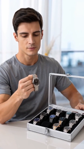 Brand new minimalist high-end 12-slot watch organizer made of aluminum alloy jewelry box. Mens Gifts