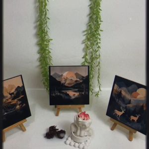 HIASAN DINDING 20X20 PEMANDANGAN RUSA KIJANG GELAP WALLDECOR VIEW OF DARK ANTELOPE AND DEER HIASAN DAN PAJANGAN RUMAH AESTHETIC KEKINIAN