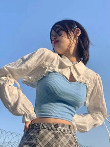 เสื้อคลุมกันแดดผ้าชีฟองสำหรับผู้หญิงในฤดูร้อน เสื้อคลุมกันแดดแบบบางระบายอากาศได้ดี แขนยาว ทรงหลวม สไตล์ทำงาน