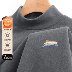 Áo Thun Nam Dày Dặn Lót Lông Cừu Cổ Cao Tay Dài Mùa Đông Rộng Rãi Thường Ngày in Chữ Thời Trang Mặc Trong Ngoài Trời