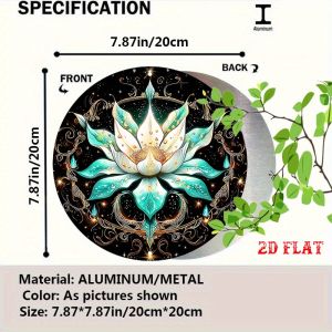 CIFBUY Vintage Elegant Lotus Gold Accent Aluminum Wall Art 8x8 Inch Waterproof Durable Metal Sign for Cafe Beach Hut Backyard
