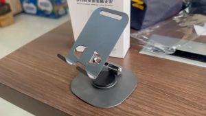 VR~Kingglass L-382 Liftable Foldable Phone Stand Holder 360° rotating Available For Phone And Tablets /ipad Body Metal Premium Original