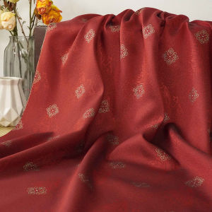 Chinese Style Jacquard Fabric with Gold Thread Four Leaf Clover Pattern for Tang Suit Vest and Festive New Year Clothing