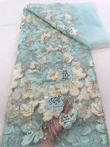 OLEVO | 2026 African Lace Fabric Embroidered Sequined Nigerian Lace Fabrics 3D Flowers High Quality French Tulle Lace Fabric For Dress
