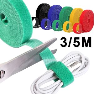 5/3M Nylon USB Cable Organizer Ties Reusable Self Adhesive Cable Management Wire Winder Tape for Home Office Organizer