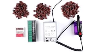 1 Set Electric Nail Drill Machine EU Plug Set With 6 Bits Pedicure File Polishing Tool
