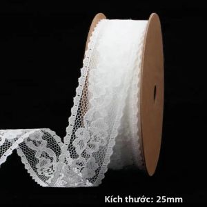 5 Mét Trắng Co Giãn Phối Băng Ren Dùng Để Gói Quà Giáng Sinh Cưới Đồ Trang Trí Vải Phụ Kiện May Vá 20 Mm/25 Mm Chiều Rộng