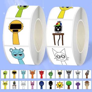 New Rhythm Box Cartoon Stickers Roll - 500PCS 10 Patterns Cute Character Decals for DIY Laptop Scrapbook & Gifts for Fans