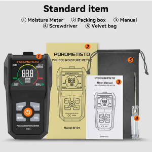 6-in-1 Handheld Digital Moisture Meter Pinless Wood Moisture Meters WT01 Moisture Detector Non-Destructive Water Leak Detector
