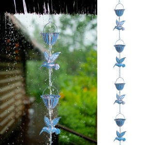 Metal Rain Catcher Chain Hummingbird and Cup Rain Chain For Gutter Roof Decoration Drainage Rain Chain Outdoor Garden Decor