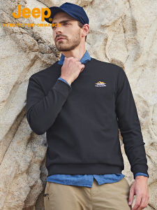 Jeep | Jeep Mens Round Neck Sweatshirt Outdoor Casual Snow Mountain Print Top Bead Sensation Warm Overhead Shirt Trendy Autumn Winter