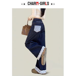 Quần Jeans Denim Ống Thẳng Màu Sắc Đậm Cạp Cao Cho Nữ Quần Dài Đến Sàn Phong Cách Retro Dệt Dệt Thêu Quần Dài Thường Ngày