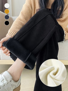 LANGPIN | Womens Fleece Lined Wide Leg Pants Warm Loose Casual Trousers Autumn Winter Long Pants Polyester Spandex Blend Straight Cut