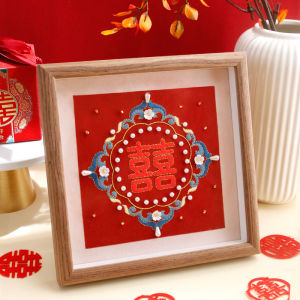 GUANGMANZHI | DIY Cross Stitch Kit for Double Happiness Frame Picture Wedding Gift