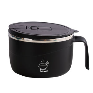 Square Instant Noodle Bowl with Lid Noodle Risotto Bowl Eat Instant Noodles Dedicated Bowl for Student Dormitory Draining Instant Noodle Bowl Large Size