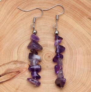 Pha Lê Tự Nhiên Xám Đá Bông Tai Sỏi Cổ Điển Đơn Giản Tím / Tím Violet / Tím Hoa Cà Đá Xanh Pha Lê Hồng Xanh Lam Dongling Trang Sức Tai Ngọc Bích