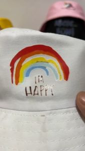 PRODUK BARU FASION STORE topi bucket anak motif pelangi im happy pakai tali topi ember bundar anak