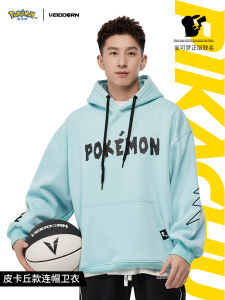 VEIDOORN Pokemon Collaborative Long Sleeve Hoodie Fleece Lined Sports Jacket Mens Autumn Winter Basketball American Style