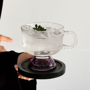 แก้วกาแฟคริสตัลหลากสีสันพร้อมข้าง แก้วน้ำร้อน แก้วน้ำเย็น แก้วครีมกาแฟ อุปกรณ์ดื่ม เครื่องประดับบ้าน แก้วน้ำครึ่งลิตร