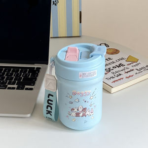 Cartoon 316 Stainless Steel Insulated Mug Cute Little Dog Sealed Straw Cup Portable Double Drink Mouth Tea Water Separation