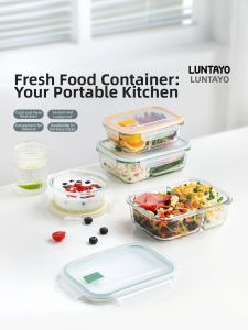 LUNTAYO | Microwave Safe Glass Bento Box With Compartments