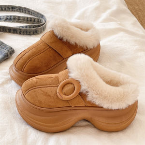 QIAOHUI | Anti-Slip Warm Fleece Indoor Outdoor Womens Thickened Cotton Slippers