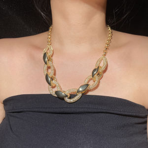 Export Tail Goods Luxury Mid Length Long Length Gorgeous Crystal Zircon Embedded Decoration Necklace Dinner South Korea Ornament Accessories for Women