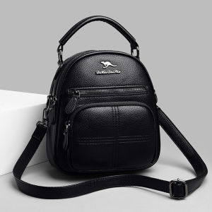 Womens Genuine Leather Backpack Double Layer Soft Leather Cowhide Fashionable Versatile Multi-Functional Casual Shoulder Bag