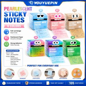 YOUYUEPIN Transparent Sticky Notes Box Gradient Color Memo Pad Easy Tear Self Adhesive Note Paper For Exam Review Study Planner Kawaii Desk Organizer School Supplies Gift