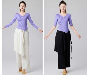 Autumn Long Sleeved Classical Dance Performance Suit With Button Style Martial Arts Training For Women