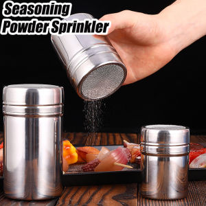 สปริงเกอร์ผงเหล็กกล้าไร้สนิมพร้อมฝาปิดโถใส่เครื่องปรุงสำหรับอบตะแกรงร่อนน้ำตาลไอซิ่งกลางแจ้งท่อสปริงเกลอร์เครื่องปรุงรสบาร์บิคิวโถใส่เครื่องปรุงชงกาแฟในครัว