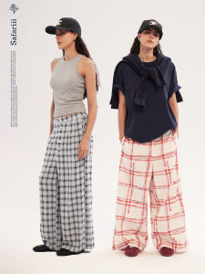 Quần Ống Rộng Cạp Thấp Dáng Rộng Mùa Hè Cho Nam Nữ Quần Ống Rộng Phong Cách Retro Quần Thường Ngày Chất Liệu Polyester