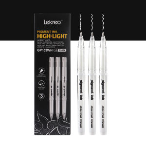 Lekreo 3 Colors Gold Silver White Highlight Gel Pens 1.0mm Extra Fine Point White Pen for Art Highlight & Artists Drawing