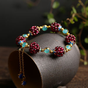 Natural Agate Simple Womens Bracelet with Tianhe Stone Red Agate JingTai Blue Glazed Bracelet Cross-Border Hand Jewelry