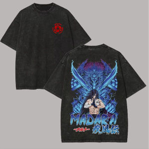 Bandai | Madara Susanoo T-shirt Naruto Shippuden Tee Vintage Washed Oversized Retro Anime Harajuku Streetwear Manga Mens Graphic Apparel