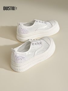 DUSTO | Thick Sole White Shoes For Women Breathable Mesh