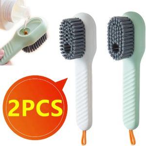 2PCS Multifunction Cleaning Brush Soft Bristled Liquid Shoe Brush Long Handle Clothes Brush Underwear Brush Household Cleaning Tools