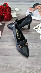 [ẢNH THẬT] Giày cao gót mũi nhọn da lì ROSATA RO594 - 9p - Đen Trắng - HÀNG VIỆT NAM - BKSTORE