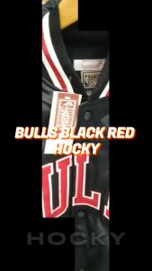 HOCKY Black Chicago Bulls Varsity Baseball Series Full Embroidery Jaket Bomber Premium