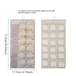 2 Sided Hanging Storage Bag Underwear Socks Bras Home Wardrobe Hanging Bag Modern Simple Style Folding Clothes Divider Bag