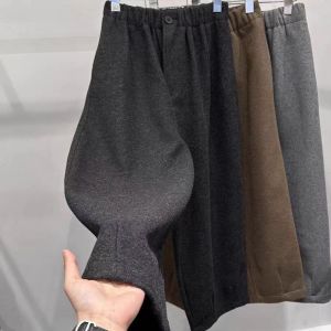 Quần Ống Rộng Dày Cỡ Lớn Cho Nam Mùa Thu Đông Quần Dài Thường Ngày Màu Trơn Cổ Điển Quần Ống Rộng Thoải Mái